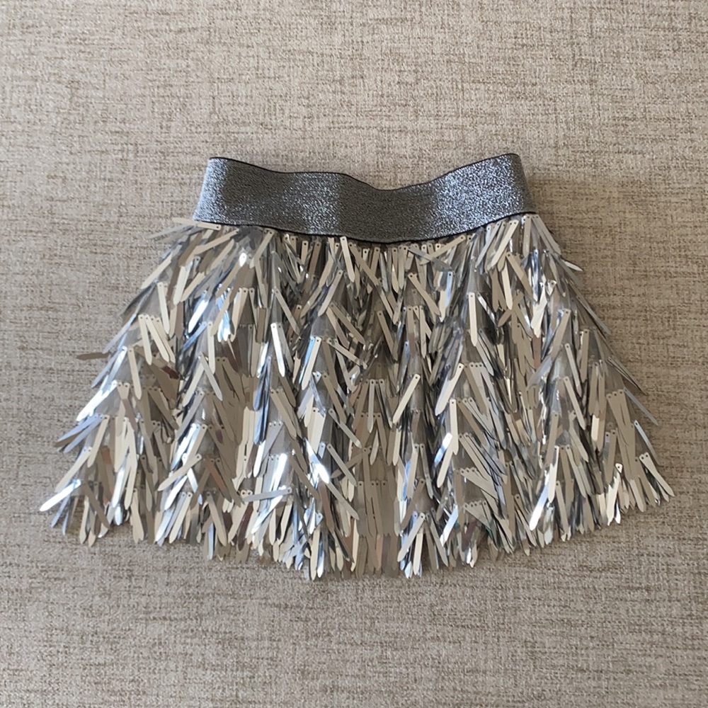 🪞 NEW silver fringe reflective flared skirt
